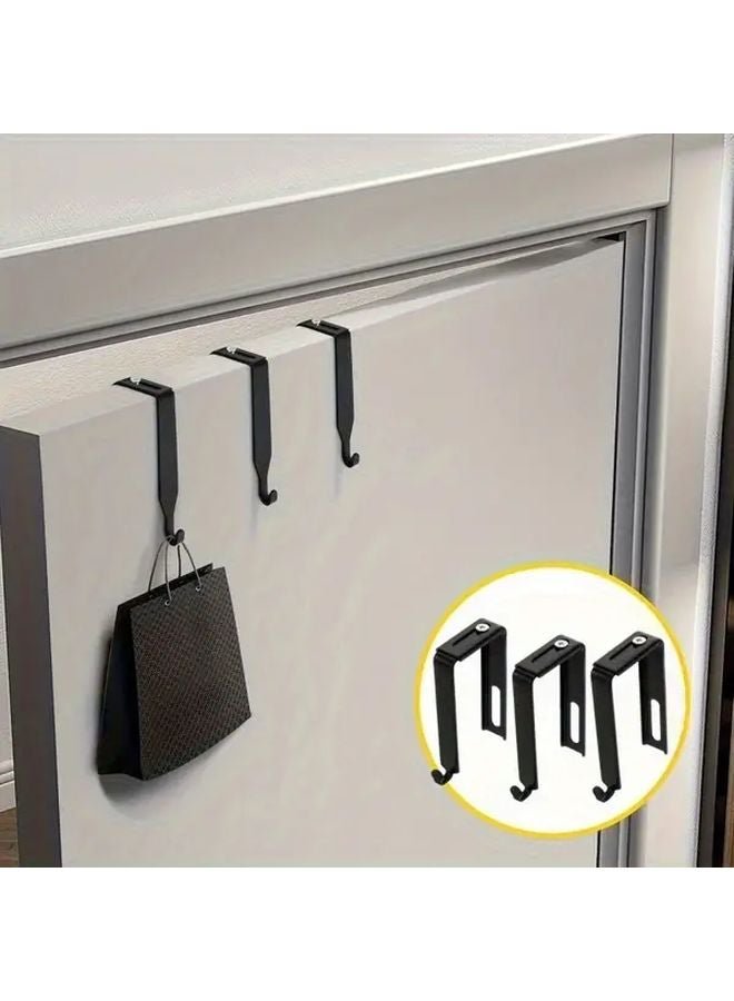 3pcs Black No Drill Door Mounted Hooks Heavy Duty Wall Hangers For Coats Towels Bags - Image 5