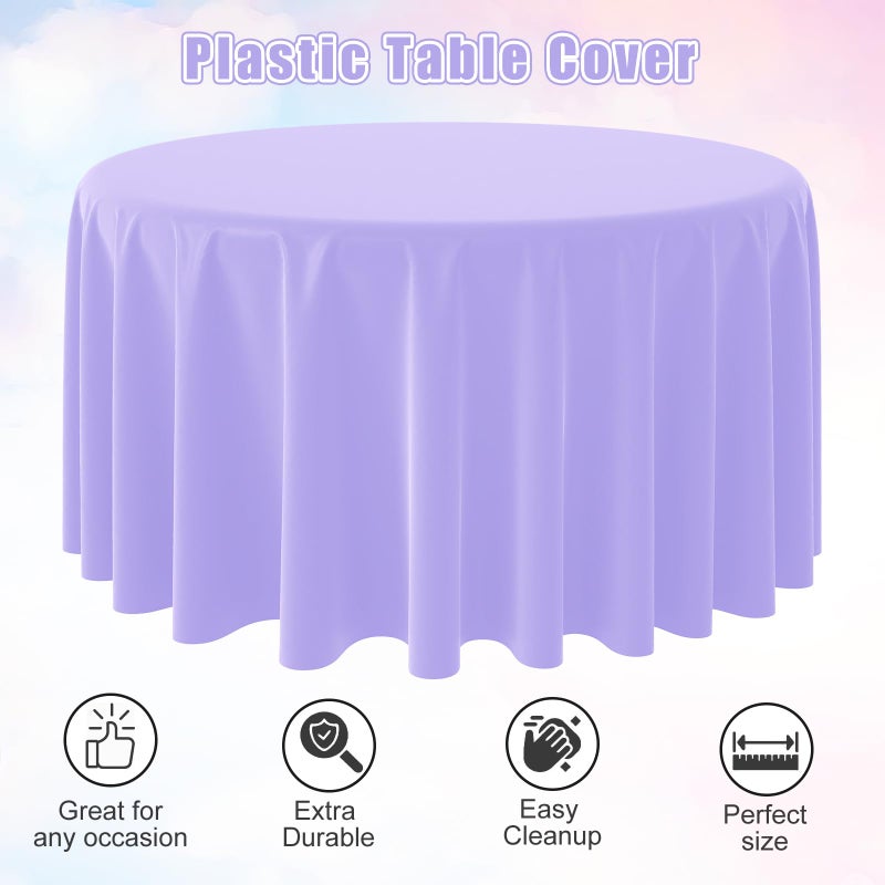 MASHAN 12Pack 84 Inch Round Pastel Color Tablecloths,Plastic Pastel Rainbow Tablecloth Disposable Round Table Covers for Baby Shower, Easter,Wedding, Birthday and Ice Cream Party Decoration,6Color - Image 4