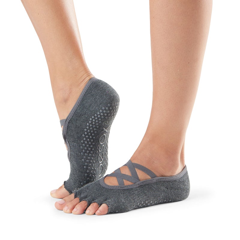 toesox Elle Half Toe Grip Socks NonSlip Grip Sole for Yoga Pilates Gym Non Skid Open Toe Socks for Women - Image 2