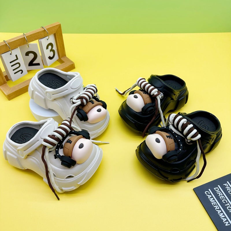 New Cute Headphones Dog Eva Hole Shoes Summer All-Match Boys And Girls Parent-Child Slippers Soft Sole Non-Slip Sandals - Image 2