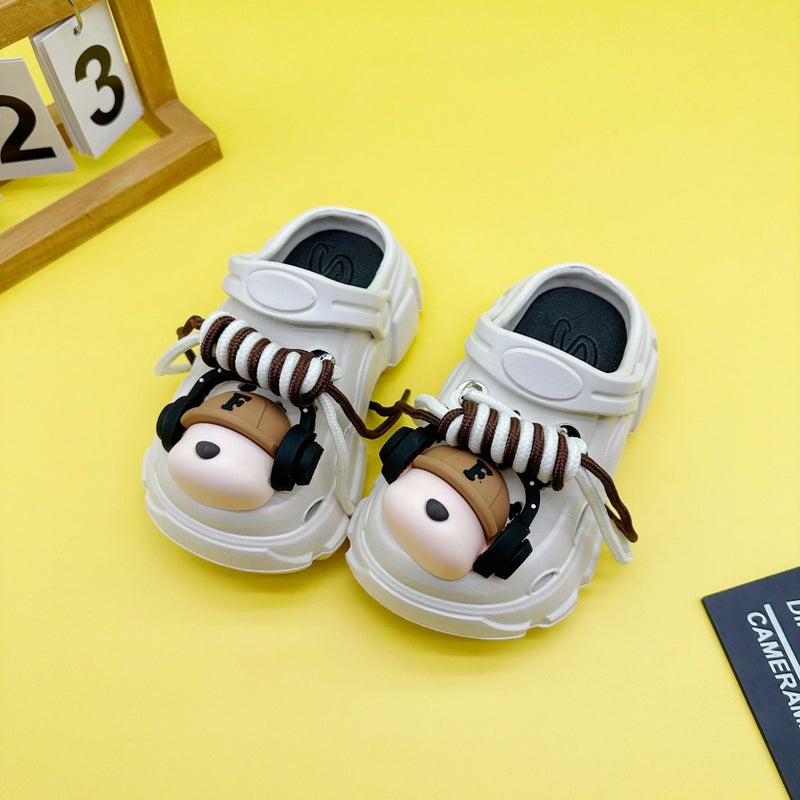 New Cute Headphones Dog Eva Hole Shoes Summer All-Match Boys And Girls Parent-Child Slippers Soft Sole Non-Slip Sandals - Image 3