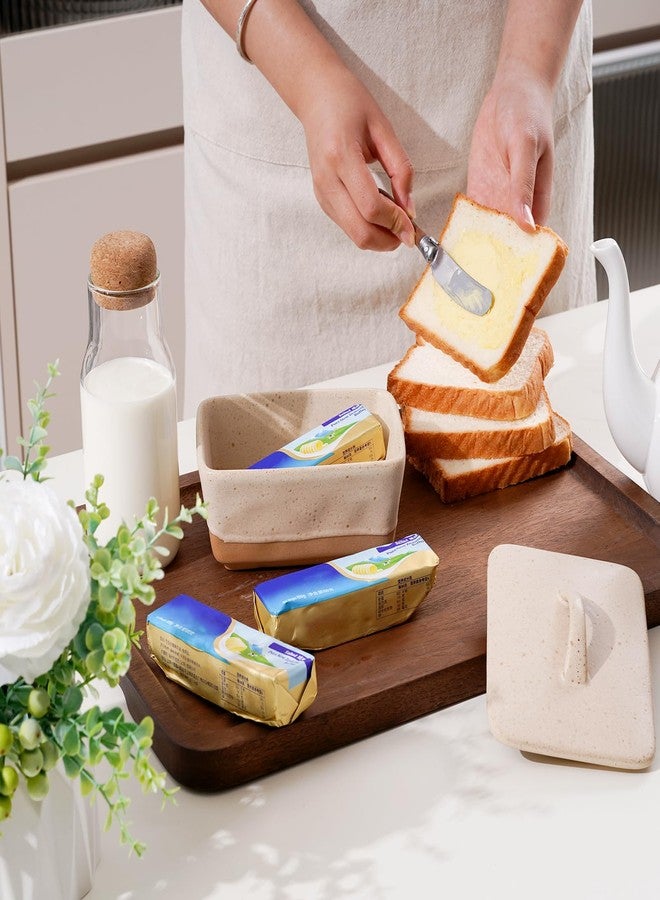 NUTRIUPS Ceramic Butter Dish with Lid for Countertop, Vintage European Butter Holder with Lid, Covered Butter Dish,Holds 1 Stick (Cheese Color, Uniform size) - Image 5