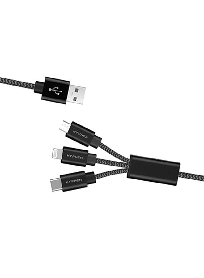 NIBEMINENT 3 in 1 (Lightning + Type C Micro-USB) Cable - 1m Black - Image 3