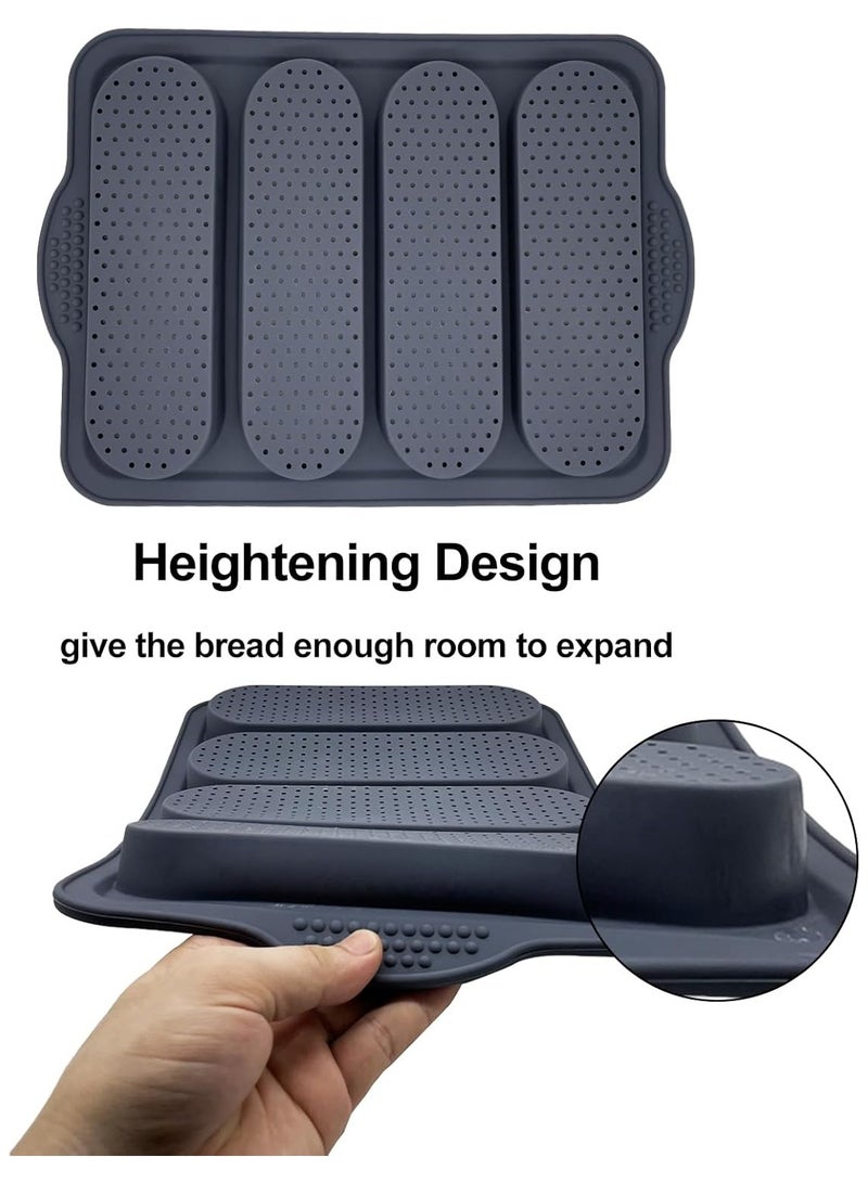 loaf pan Set of 1 with four buns French bread loaf pan bread pan non-stick pan easy to release household silicone food baking breakfast afternoon tea romantic dinner tool (black)  - Image 5