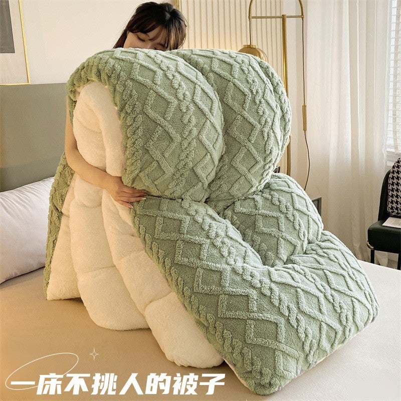 Popular Taffeta Lamb Fleece Quilt, Double-Sided Fleece Winter Quilt, Thickened And Warm, Single Student Dormitory Quilt Core - Image 2