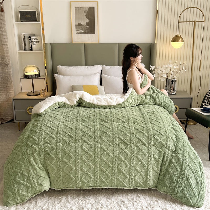 Popular Taffeta Lamb Fleece Quilt, Double-Sided Fleece Winter Quilt, Thickened And Warm, Single Student Dormitory Quilt Core - Image 3