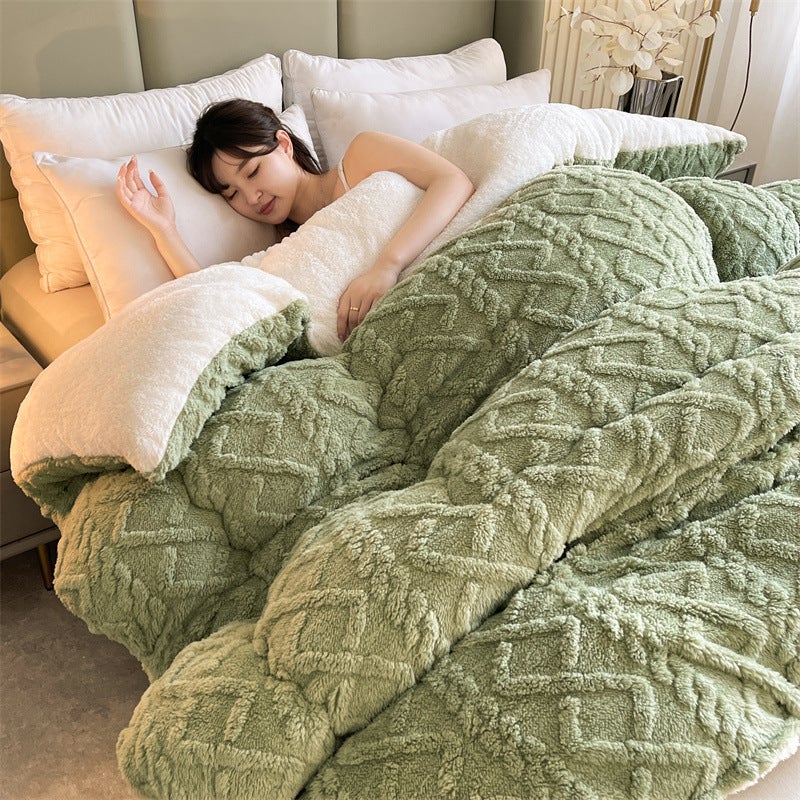 Popular Taffeta Lamb Fleece Quilt, Double-Sided Fleece Winter Quilt, Thickened And Warm, Single Student Dormitory Quilt Core - Image 4