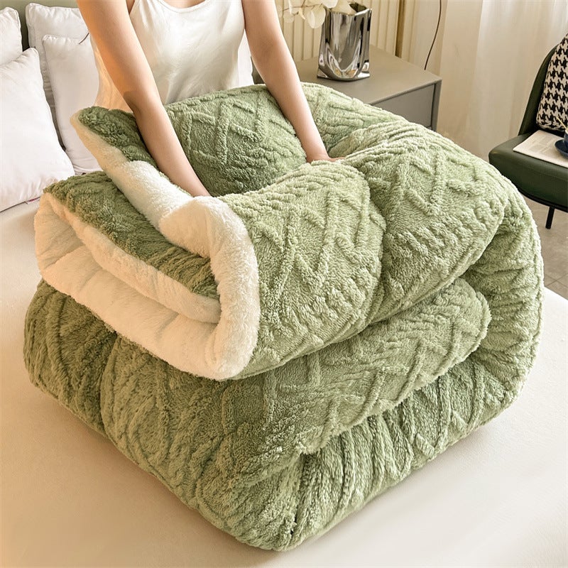 Popular Taffeta Lamb Fleece Quilt, Double-Sided Fleece Winter Quilt, Thickened And Warm, Single Student Dormitory Quilt Core - Image 5