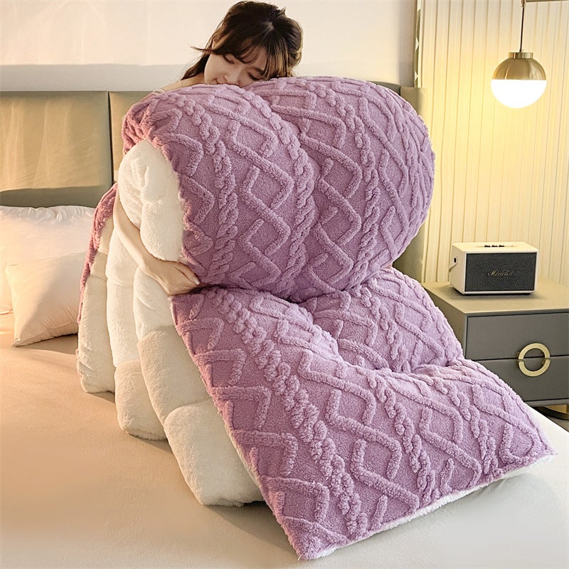 Popular Taffeta Lamb Fleece Quilt, Double-Sided Fleece Winter Quilt, Thickened And Warm, Single Student Dormitory Quilt Core - Image 1