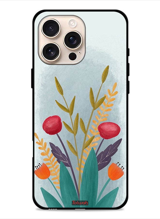 Tolwak غطاء حماية آبل آيفون 16 برو برسومات نباتية - Image 1