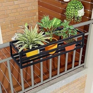 Niyara || Metal Planter Stand || Flower Pot Stand for Railing Planters || Plant Stand Indoor Hanging Pot|| (Set of 1) Large -61 cm (Large new railing) - Image 1