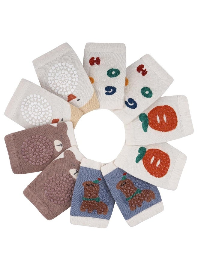 5 Pairs Baby Crawling Knee Pads, Anti-Slip Rubber Point Knee Pads, Elastic Cute Knee Protector Leg Warmers Elbow Pads Crawling Protector, Unisex 0-24 Months (5 Styles)  - Image 3