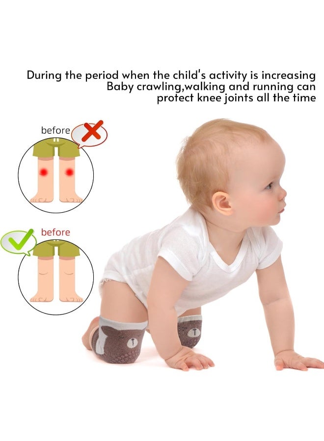 5 Pairs Baby Crawling Knee Pads, Anti-Slip Rubber Point Knee Pads, Elastic Cute Knee Protector Leg Warmers Elbow Pads Crawling Protector, Unisex 0-24 Months (5 Styles)  - Image 2