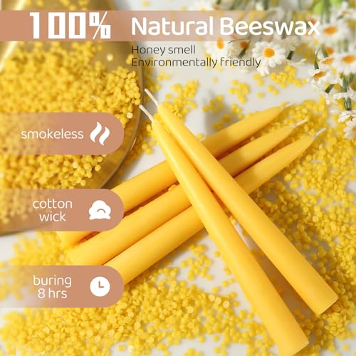 MAKALONE 12 Pack Beeswax Taper Candles,8in Dripless Pure Beeswax Candles Non Toxic,8 Hours Long Burning 100% Natural Candle Sticks,Smokeless and Unscented Bees Wax Candle for Home,Prayer,Tall Tapered - Image 4