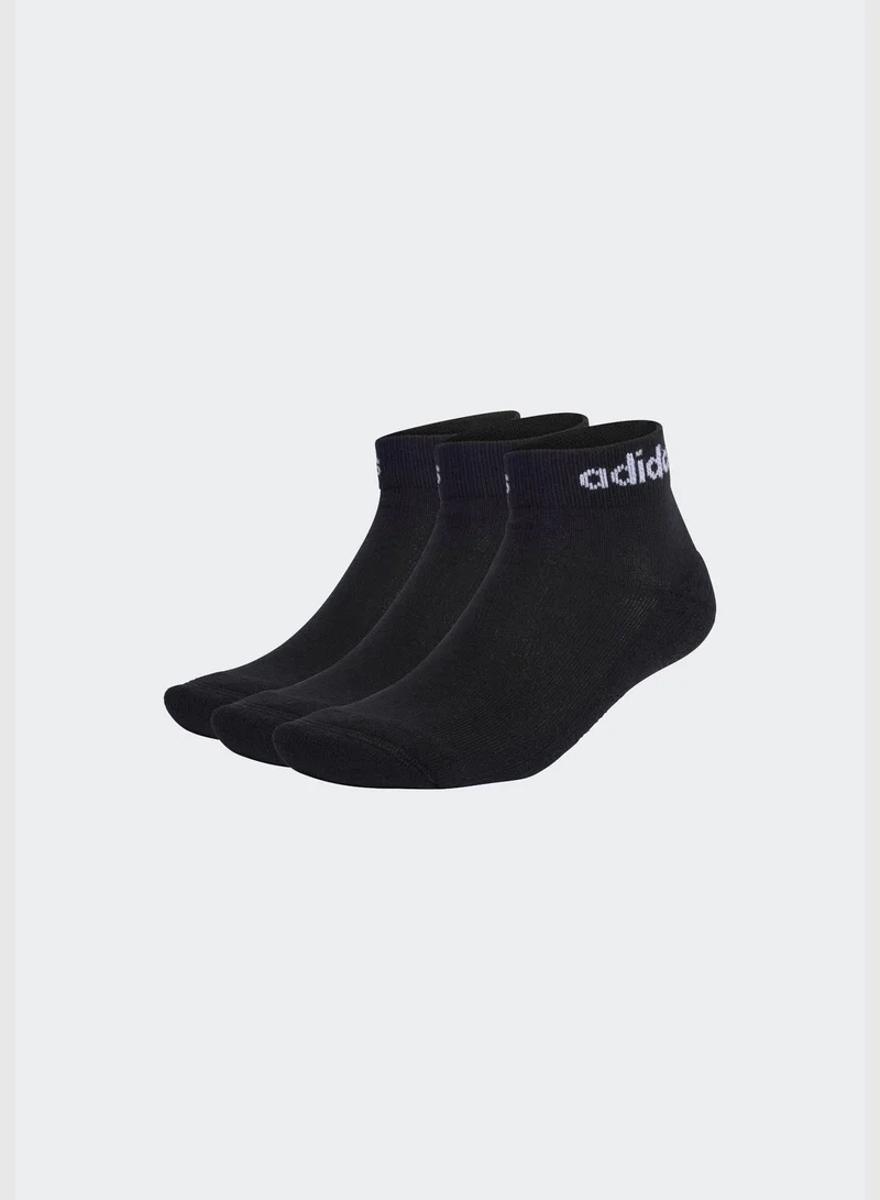 adidas ثلاثة أزواج من جوارب Linear Ankle Socks Cushioned