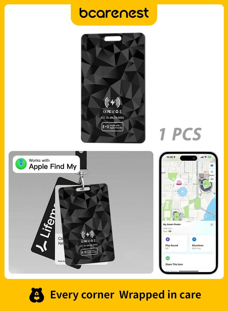 بكارنست جهاز تتبع البطاقات الذكي بتقنية البلوتوث، ومحدد موقع المحفظة، فائق النحافة 1.8 مم، مقاوم للماء بمعيار IP68، يدعم الشحن اللاسلكي، مناسب للمحافظ وجوازات السفر، متوافق مع تطبيق "Find My" من Apple، محدد موقع البطاقات ضد الفقدان، نظام iOS فقط (إصدار Black Diamond). - Image 2