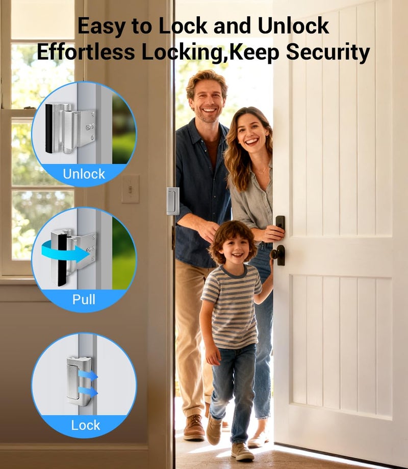 KLLOQUE Home Security Door Reinforcement Lock with 8 Screws and Withstand 800 lbs, Child Proof Deadbolt Latch Prevents Unauthorized Entry, Door Safety Locks from Inside for Home & Privacy, Easy Installation - Image 4