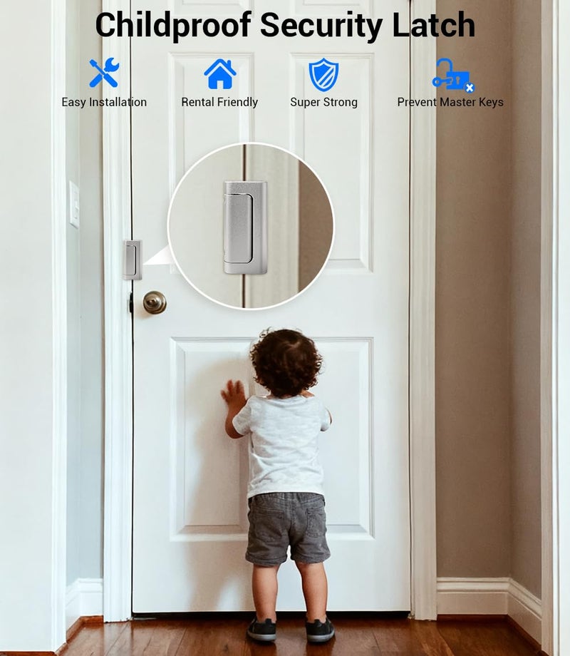 KLLOQUE Home Security Door Reinforcement Lock with 8 Screws and Withstand 800 lbs, Child Proof Deadbolt Latch Prevents Unauthorized Entry, Door Safety Locks from Inside for Home & Privacy, Easy Installation - Image 3