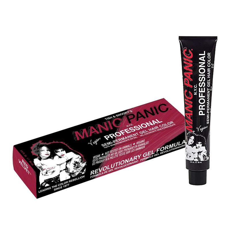 Manic Panic Professional Color Red Velvet - Bright Cherry Red Semi-Permanent Gel Hair Dye - Glows Under Black Light - Lasts Through 40+ Washes - No Developer Required (3oz) - Image 1