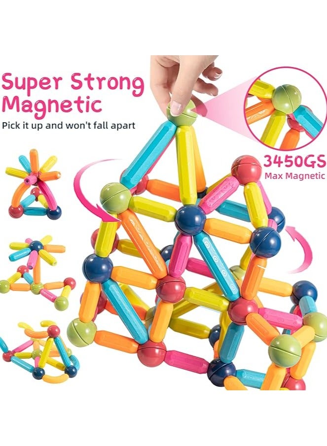 3D Magnetic Building Toys Set with Storage Box, Early  Educational Toys for Boys and Girls, Large Particle Magnetic Stick Building Blocks(42pcs,multicolor)  - Image 5