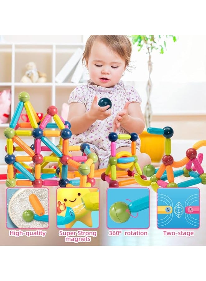 3D Magnetic Building Toys Set with Storage Box, Early  Educational Toys for Boys and Girls, Large Particle Magnetic Stick Building Blocks(42pcs,multicolor)  - Image 2