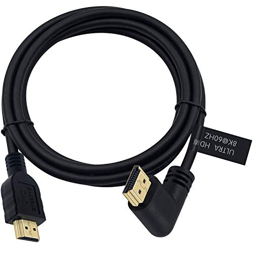 Poyiccot 8K HDMI 2.1 Cable 6ft/1.8m, 48gbps High Speed 90 Degree Right Angle HDMI Male to Male Cable Support 8K 60Hz Video and 3D HDR for TV/Xbox /PS4 /PS5(M/M Right) - Image 1