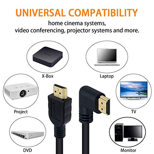 Poyiccot 8K HDMI 2.1 Cable 6ft/1.8m, 48gbps High Speed 90 Degree Right Angle HDMI Male to Male Cable Support 8K 60Hz Video and 3D HDR for TV/Xbox /PS4 /PS5(M/M Right) - Image 5