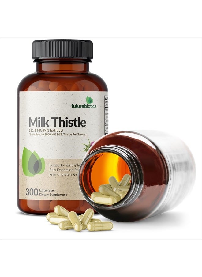Futurebiotics - Milk Thistle Silymarin Marianum & Dandelion Root Liver Health Support, Antioxidant Support, Detox, 300 Capsules - Image 1