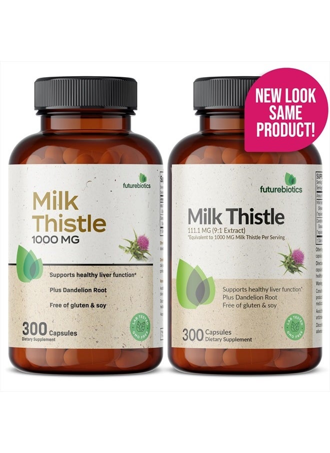 Futurebiotics - Milk Thistle Silymarin Marianum & Dandelion Root Liver Health Support, Antioxidant Support, Detox, 300 Capsules - Image 1