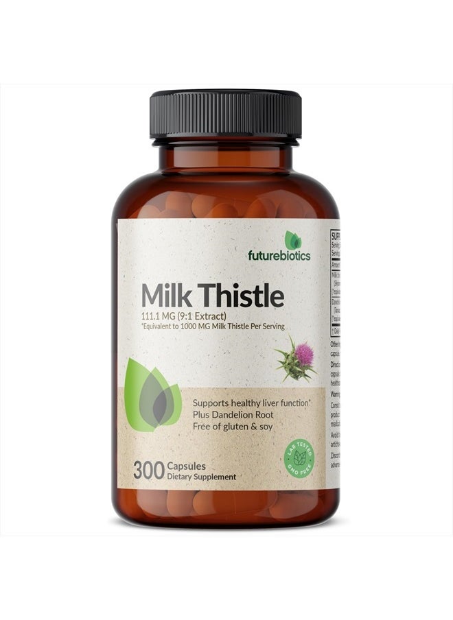 Futurebiotics - Milk Thistle Silymarin Marianum & Dandelion Root Liver Health Support, Antioxidant Support, Detox, 300 Capsules - Image 1