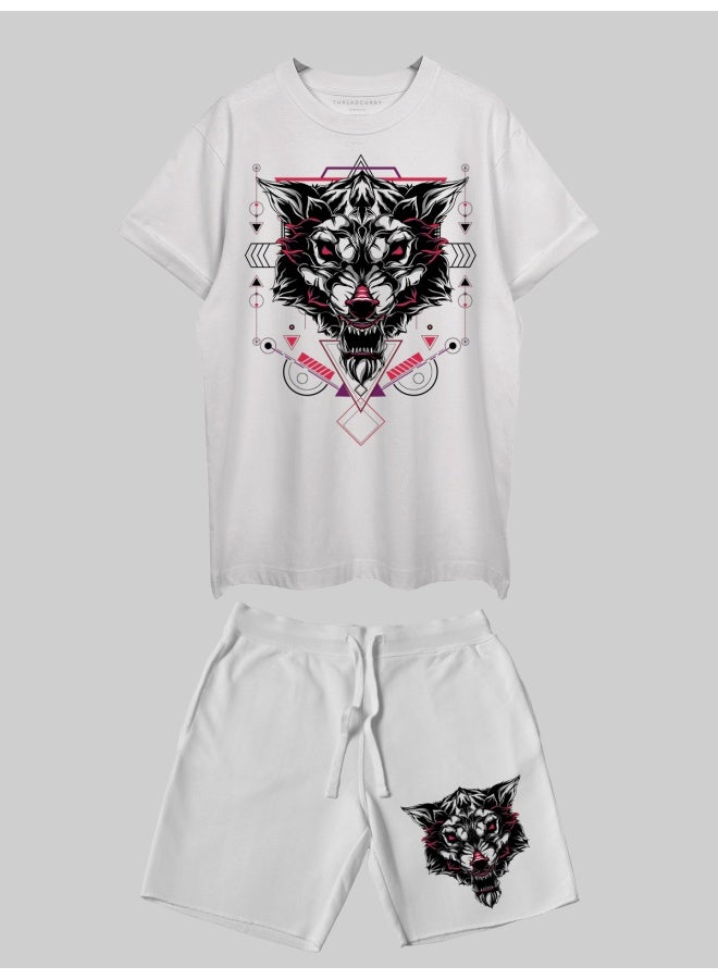 THREADCURRY THREADCURRY Symmetry Printed Co-ord Set for Men - Half Sleeve Oversized T-Shirt and Shorts  - Image 1