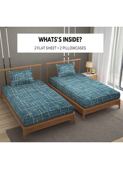 BROMWICK BROMWICK 300 TC 3D Printed Microfiber 2 Piece Single Bed Sheet Combo with 2 Pillows Covers 60x90 inches Gray White  - Image 2