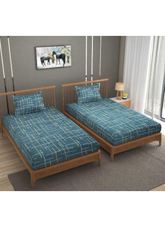 BROMWICK BROMWICK 300 TC 3D Printed Microfiber 2 Piece Single Bed Sheet Combo with 2 Pillows Covers 60x90 inches Gray White  - Image 1