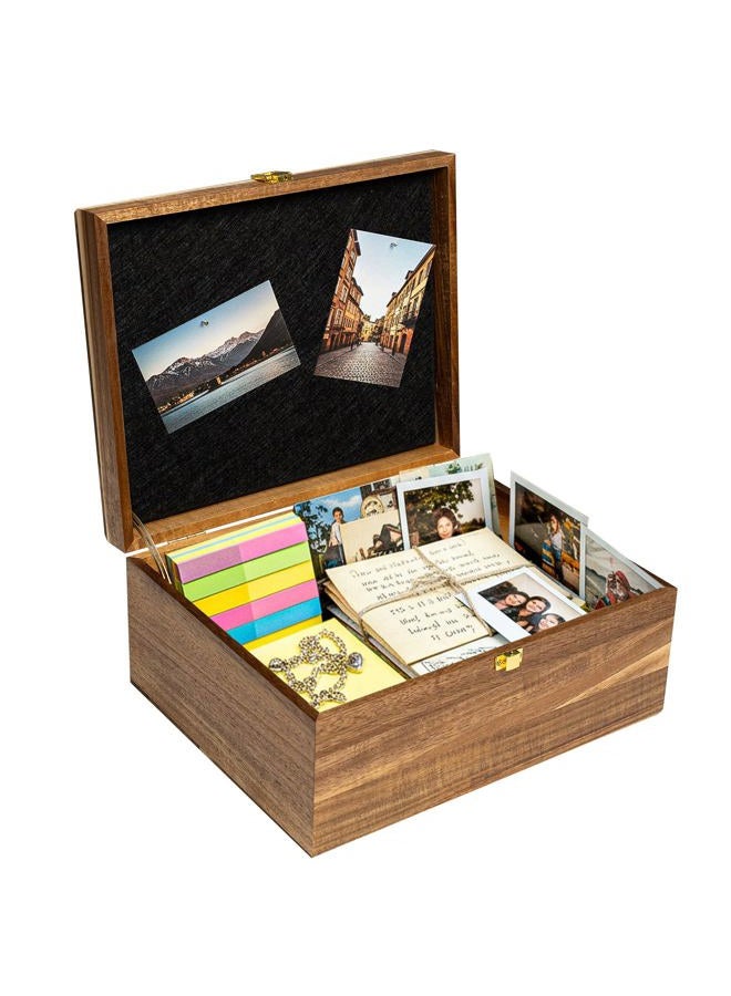 AMBER IMPRINT Keepsake Box – Wooden Keepsake Memory Box with Hinged Lid, Tree of Life Engraving, Large Acacia Wood Box 11"x8.6"x5", Felt Photo Board, Secure Latch – Storage for Photos, Letters, Jewelry, Crafts - Image 1