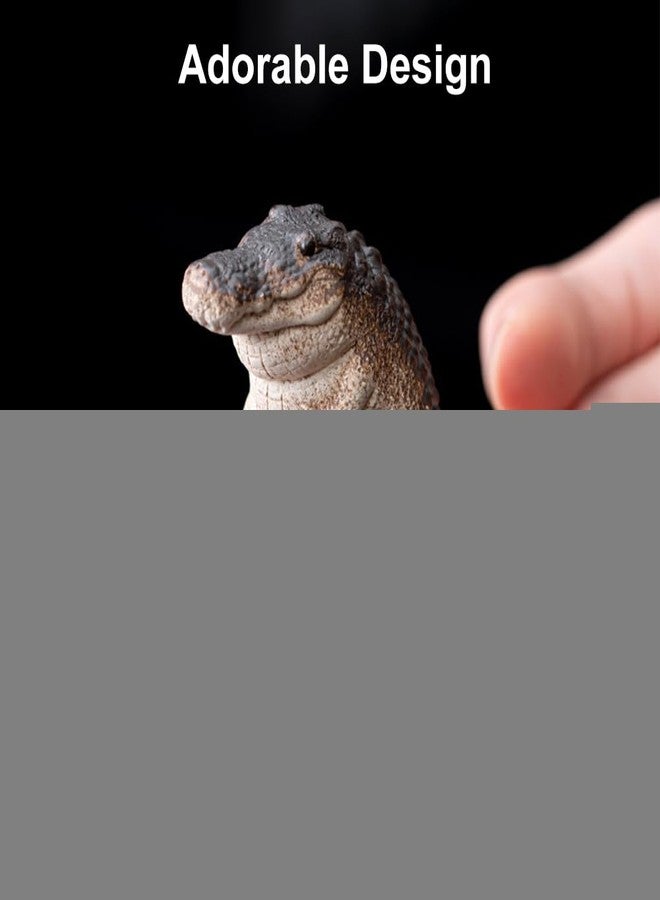EMVANV Alligator Baby Statue Ornament,Crocodile Figurine Resin Animal Sculpture Tea Set Accessories Desk Pet for Tea Enthusiasts Lovers Tearoom presents(black+beige) - Image 4