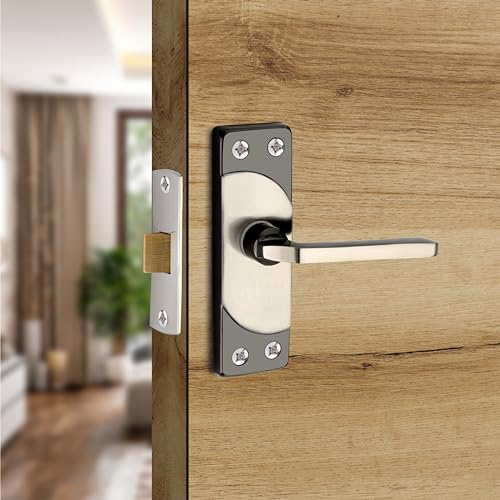 SARDAR KD 5" Black Silver Iron Baby Latch| Bathroom Door Handle| Mortise Handle with Baby Latch| Keyless Handle Bathroom| Tower Bolt for Bathroom| Push to Close Latch (with Baby Latch) - Image 1