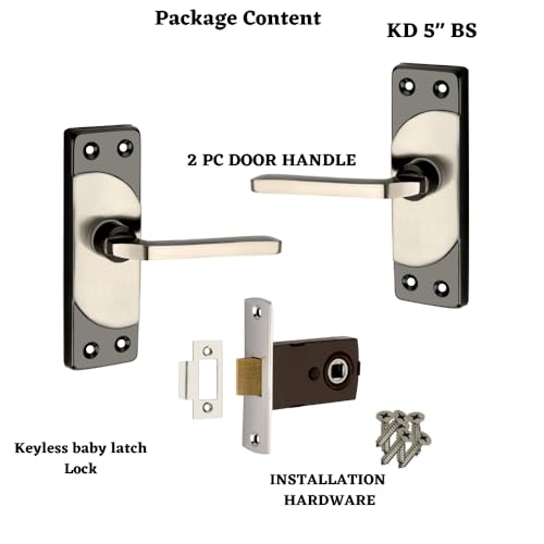 SARDAR KD 5" Black Silver Iron Baby Latch| Bathroom Door Handle| Mortise Handle with Baby Latch| Keyless Handle Bathroom| Tower Bolt for Bathroom| Push to Close Latch (with Baby Latch) - Image 3