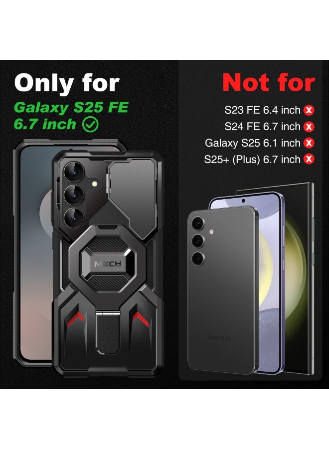 TONGATE Magnetic for Samsung Galaxy S25 FE Case with Privacy Screen Protector, [Compatible with MagSafe][Camera Protective Cover][Military-Grade Protection] Ring Stand Phone Case S25 FE 6.7", Black - Image 2