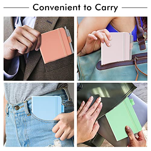 feela 6 Pack Pocket Small Notebooks Bulk, Mini Cute Memo Notepads Hardcover College Ruled Lined Journals with Pen Holder for Women Girls Office School, with 6 Black Pens, 3.5”x 5.5”, A6, Pastel Colors - Image 5