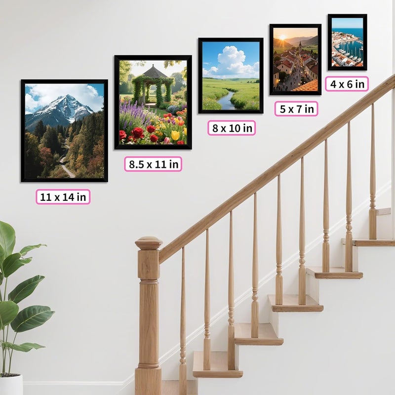 HOMERHYME 8x10 Picture Frame Set of 2, Black Photo Frame for Tabletop or Wall Display, Display Pictures 5x7 with Mat or 8x10 Without Mat, Frame Collage with HD Plexiglass for Gallery Wall Home Decor - Image 5