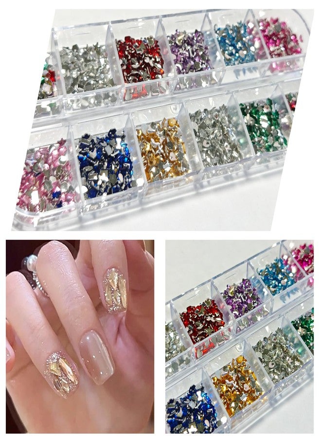 Hganxiu Nail Gems for Nails,Nail Gems and Rhinestones for Bedazzling,Nail Charms and Gems,Two Sizes Multcolors Perfect for DIY - Image 3