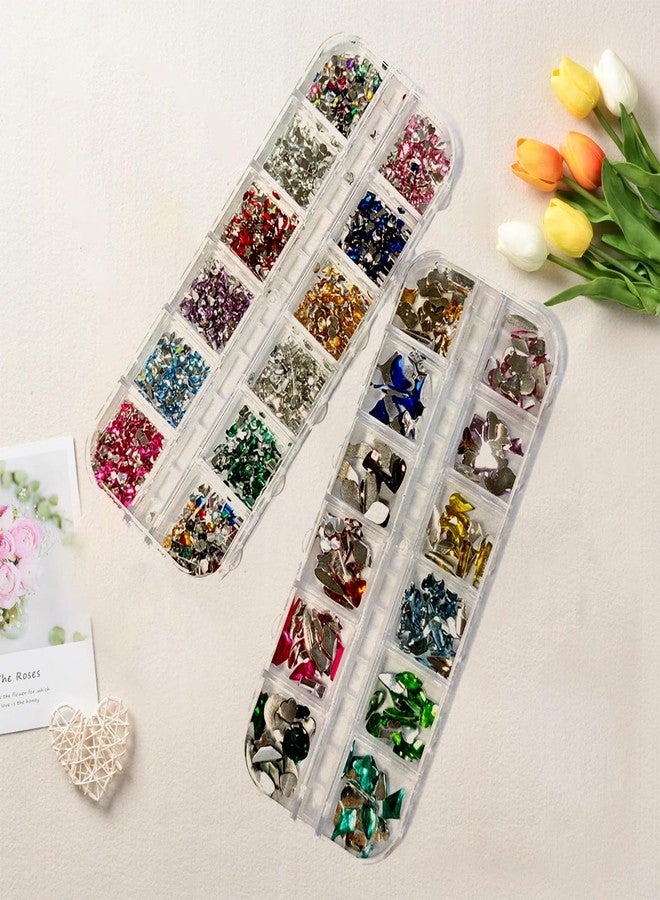 Hganxiu Nail Gems for Nails,Nail Gems and Rhinestones for Bedazzling,Nail Charms and Gems,Two Sizes Multcolors Perfect for DIY - Image 5