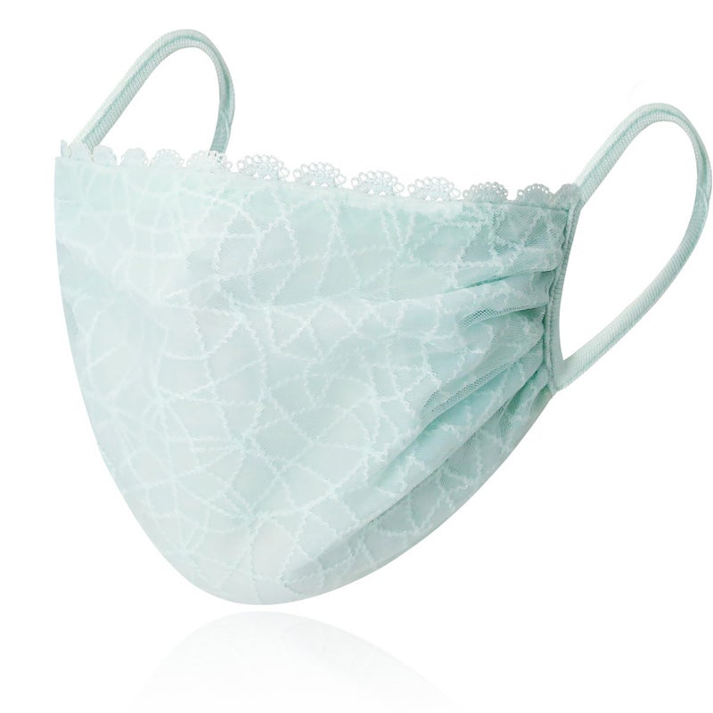 Lace Mouth Cover Womens Dust-proof Breathable Washable Adult Thin Cross-border Spot New Pure Cotton Summer Sunscreen Mask Light Blue 