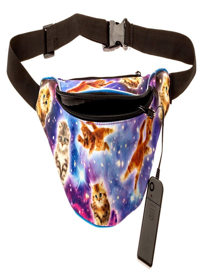 KANDYPACK Light Up Rave Fanny Pack with Hidden Pocket (Galaxy Cat) - Image 4