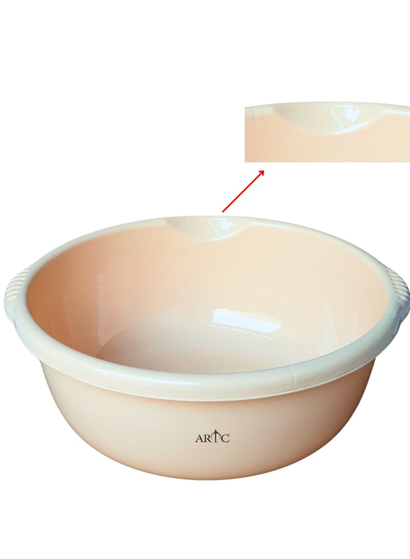 ARTC Premium 14L Beige Round Plastic Storage Basin – Heavy-Duty, Stackable Multi-Purpose Tub with Anti-Slip Side Grips & Easy-Pour Curved Edge for Laundry, Cleaning & Home Organization - Image 2