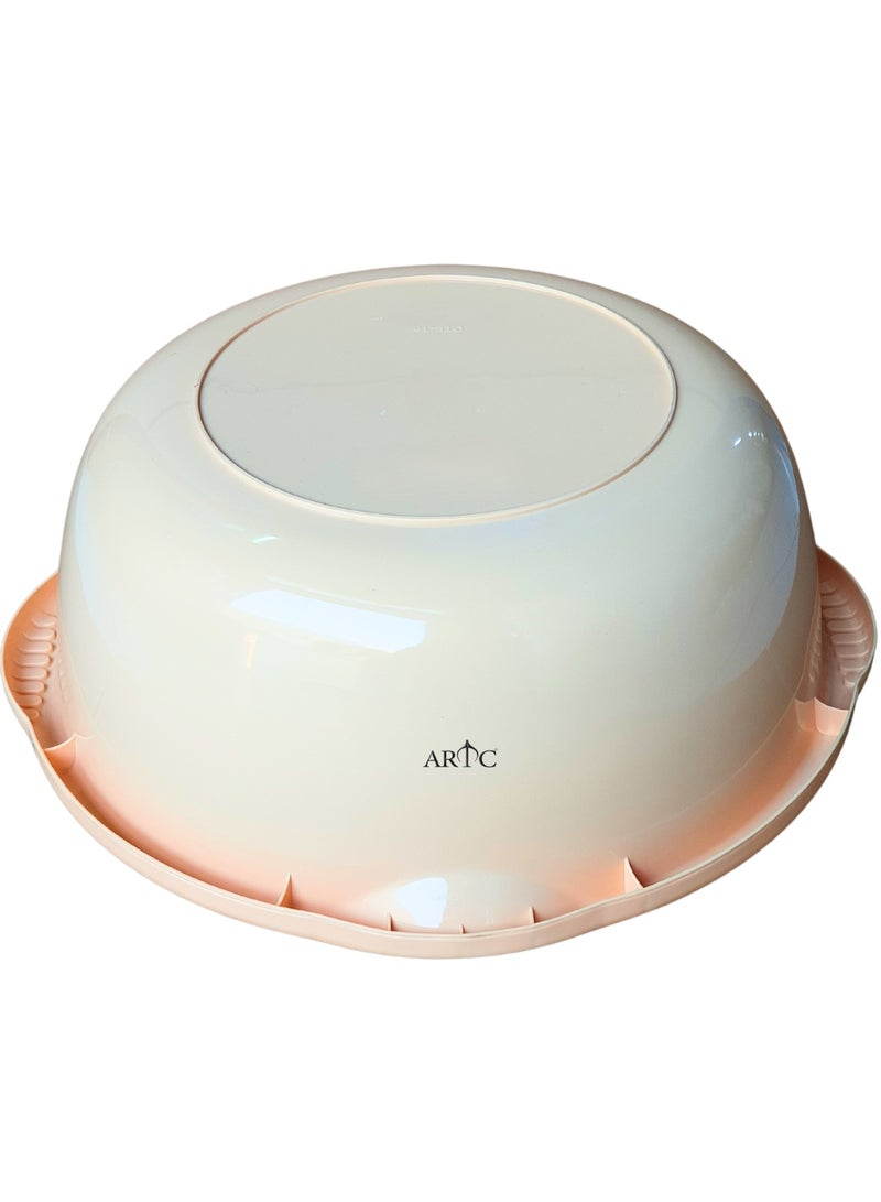 ARTC Premium 14L Beige Round Plastic Storage Basin – Heavy-Duty, Stackable Multi-Purpose Tub with Anti-Slip Side Grips & Easy-Pour Curved Edge for Laundry, Cleaning & Home Organization - Image 3