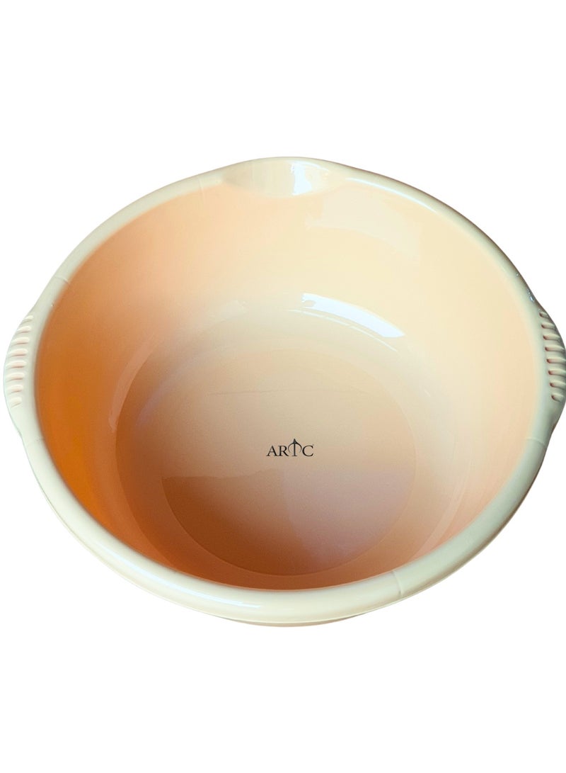 ARTC Premium 14L Beige Round Plastic Storage Basin – Heavy-Duty, Stackable Multi-Purpose Tub with Anti-Slip Side Grips & Easy-Pour Curved Edge for Laundry, Cleaning & Home Organization - Image 5