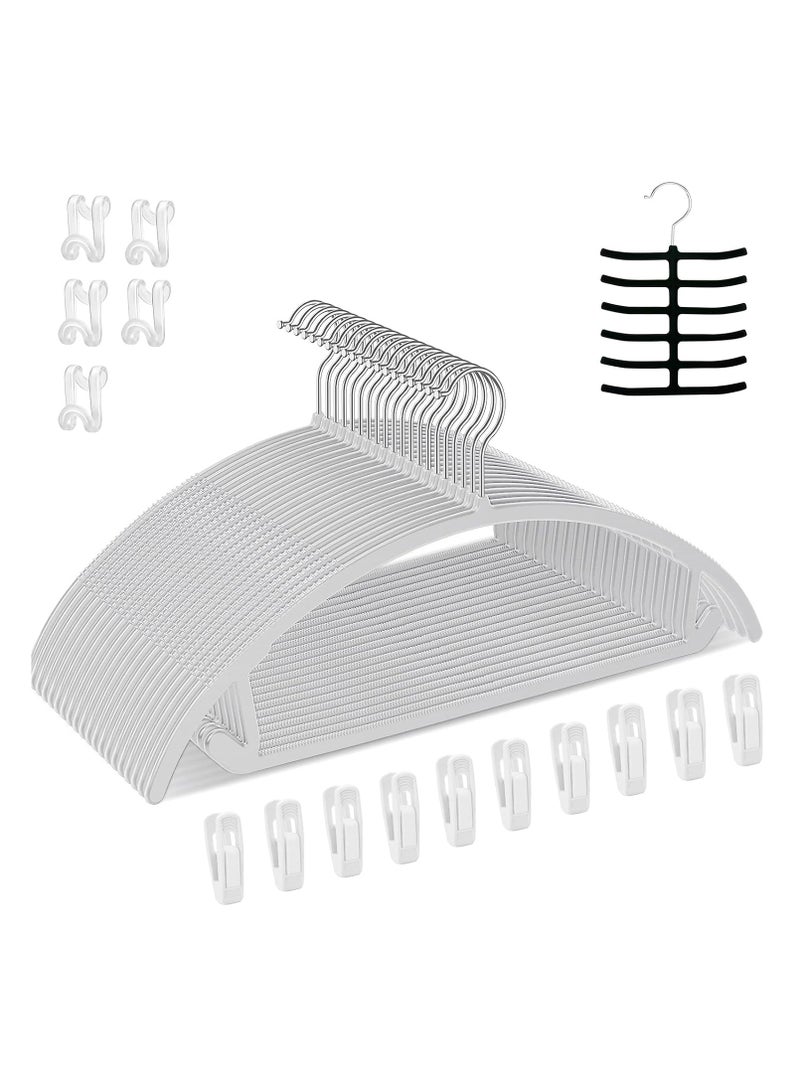 TYCOM Non Slip Hangers Suit Hangers 50 Pack Ultra Thin Space Saving 360 Degree Swivel Hook Clothes Hangers for Coats Jackets Pants Dress Clothe Plastic Curved 100pcs Grey. - Image 1