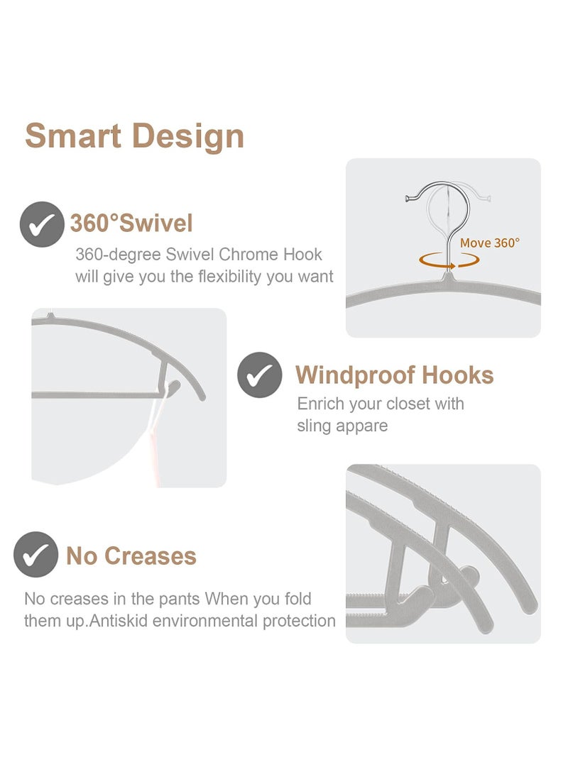 TYCOM Non Slip Hangers Suit Hangers 50 Pack Ultra Thin Space Saving 360 Degree Swivel Hook Clothes Hangers for Coats Jackets Pants Dress Clothe Plastic Curved 100pcs Grey. - Image 2