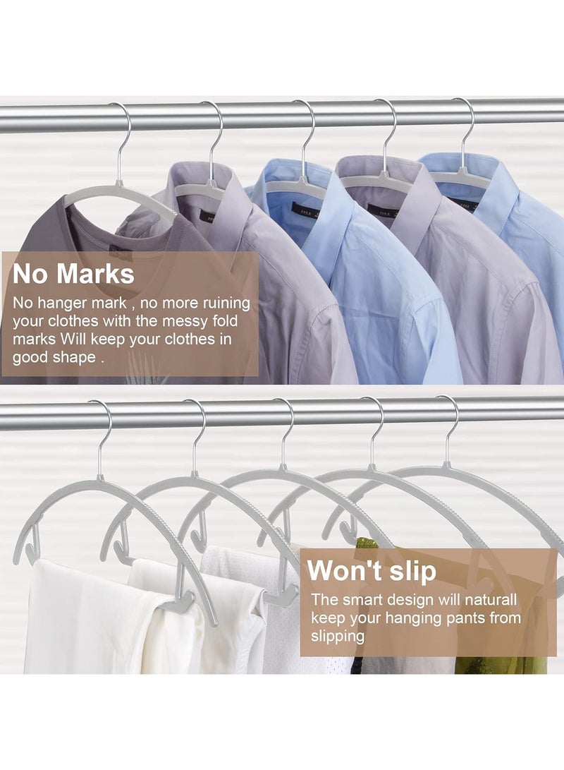 TYCOM Non Slip Hangers Suit Hangers 50 Pack Ultra Thin Space Saving 360 Degree Swivel Hook Clothes Hangers for Coats Jackets Pants Dress Clothe Plastic Curved 100pcs Grey. - Image 5